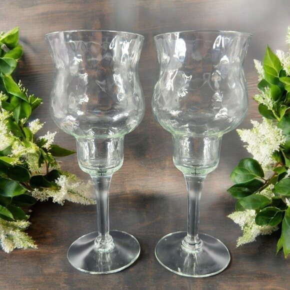 Vintage Venetian Clear Optic Tall Course Candle Holder Hurricane Votive Italy 2 - Picture 1 of 12